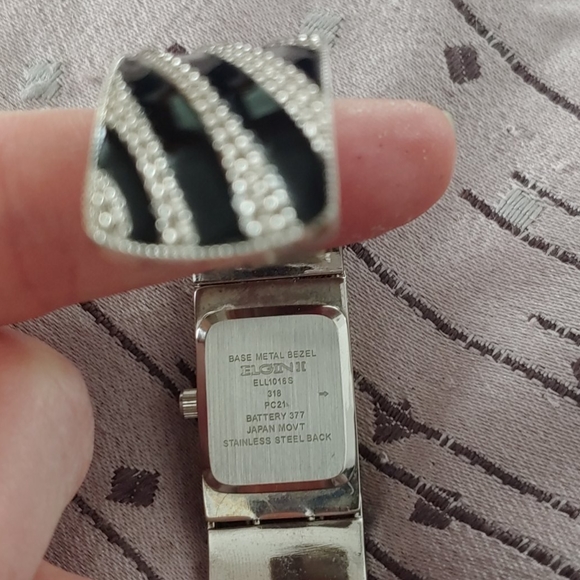 NIB Elgin II ladies zebra bangle watch main image 6